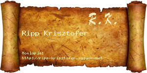 Ripp Krisztofer névjegykártya